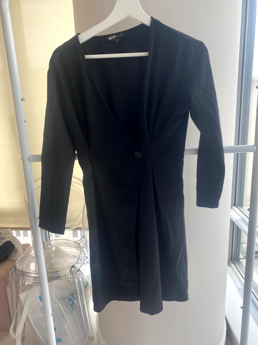 Slate & Willow Black Button Wrap Dress